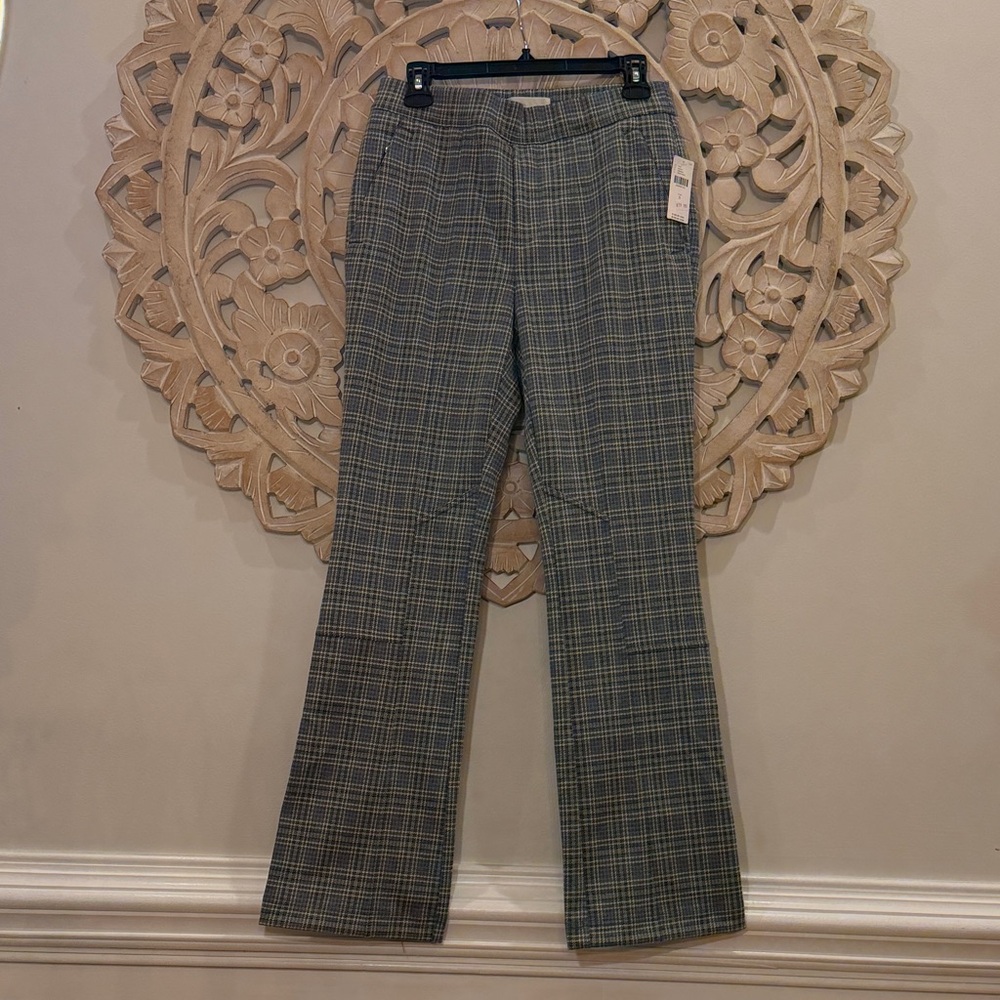 Anthropologie flare plaid trousers
